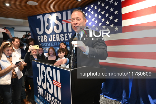 Congressman Josh Gottheimer of New Jersey announces his run for Governor at Runway Diner in South Hackensack, New Jersey, United States, on...