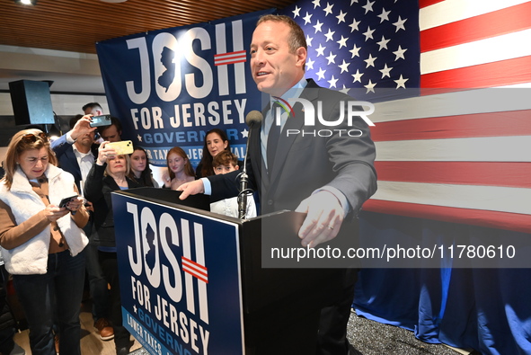 Congressman Josh Gottheimer of New Jersey announces his run for Governor at Runway Diner in South Hackensack, New Jersey, United States, on...