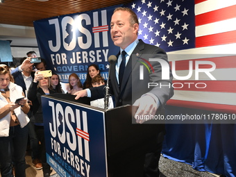 Congressman Josh Gottheimer of New Jersey announces his run for Governor at Runway Diner in South Hackensack, New Jersey, United States, on...