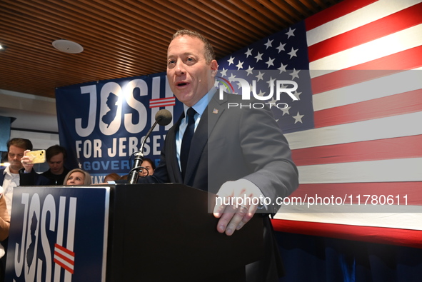 Congressman Josh Gottheimer of New Jersey announces his run for Governor at Runway Diner in South Hackensack, New Jersey, United States, on...