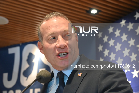 Congressman Josh Gottheimer of New Jersey announces his run for Governor at Runway Diner in South Hackensack, New Jersey, United States, on...