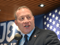 Congressman Josh Gottheimer of New Jersey announces his run for Governor at Runway Diner in South Hackensack, New Jersey, United States, on...