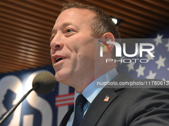 Congressman Josh Gottheimer of New Jersey announces his run for Governor at Runway Diner in South Hackensack, New Jersey, United States, on...