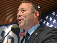 Congressman Josh Gottheimer of New Jersey announces his run for Governor at Runway Diner in South Hackensack, New Jersey, United States, on...