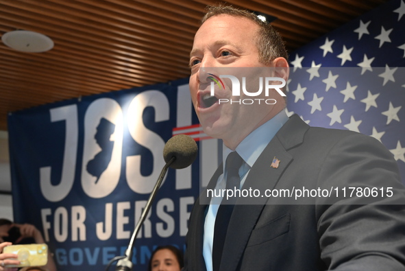 Congressman Josh Gottheimer of New Jersey announces his run for Governor at Runway Diner in South Hackensack, New Jersey, United States, on...