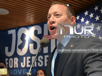 Congressman Josh Gottheimer of New Jersey announces his run for Governor at Runway Diner in South Hackensack, New Jersey, United States, on...