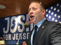 Congressman Josh Gottheimer of New Jersey announces his run for Governor at Runway Diner in South Hackensack, New Jersey, United States, on...