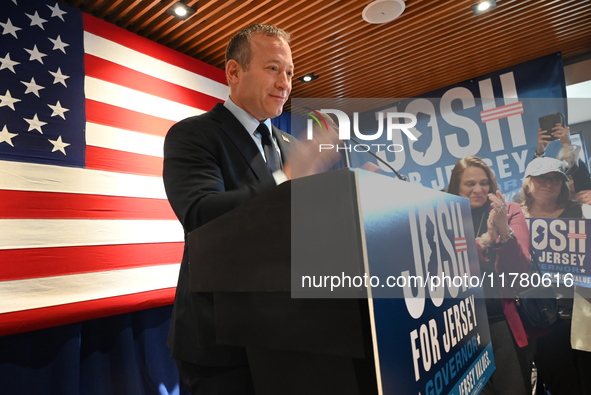 Congressman Josh Gottheimer of New Jersey announces his run for Governor at Runway Diner in South Hackensack, New Jersey, United States, on...