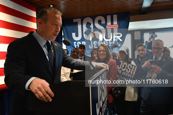 Congressman Josh Gottheimer of New Jersey announces his run for Governor at Runway Diner in South Hackensack, New Jersey, United States, on...