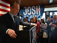 Congressman Josh Gottheimer of New Jersey announces his run for Governor at Runway Diner in South Hackensack, New Jersey, United States, on...