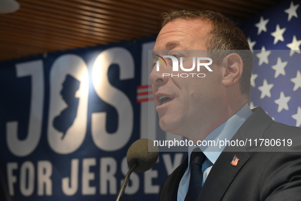 Congressman Josh Gottheimer of New Jersey announces his run for Governor at Runway Diner in South Hackensack, New Jersey, United States, on...