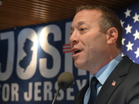 Congressman Josh Gottheimer of New Jersey announces his run for Governor at Runway Diner in South Hackensack, New Jersey, United States, on...