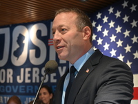 Congressman Josh Gottheimer of New Jersey announces his run for Governor at Runway Diner in South Hackensack, New Jersey, United States, on...