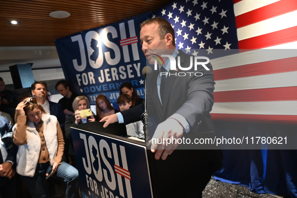 Congressman Josh Gottheimer of New Jersey announces his run for Governor at Runway Diner in South Hackensack, New Jersey, United States, on...