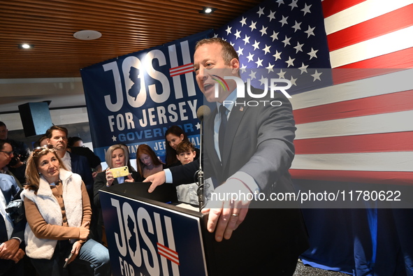 Congressman Josh Gottheimer of New Jersey announces his run for Governor at Runway Diner in South Hackensack, New Jersey, United States, on...