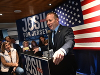 Congressman Josh Gottheimer of New Jersey announces his run for Governor at Runway Diner in South Hackensack, New Jersey, United States, on...