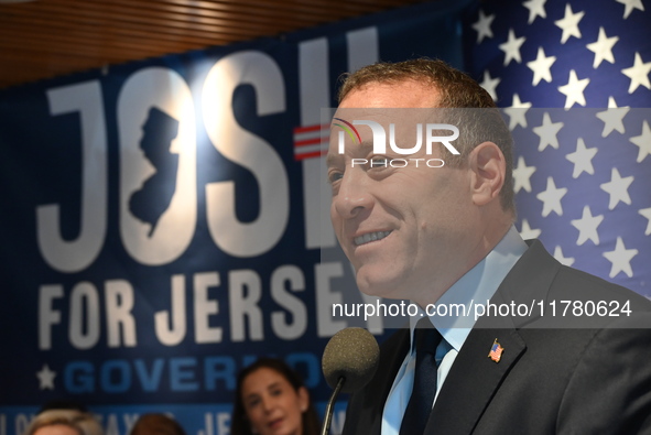 Congressman Josh Gottheimer of New Jersey announces his run for Governor at Runway Diner in South Hackensack, New Jersey, United States, on...