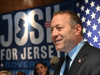 Congressman Josh Gottheimer of New Jersey announces his run for Governor at Runway Diner in South Hackensack, New Jersey, United States, on...