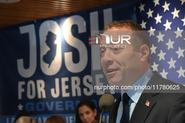 Congressman Josh Gottheimer of New Jersey announces his run for Governor at Runway Diner in South Hackensack, New Jersey, United States, on...