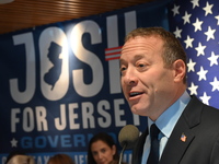 Congressman Josh Gottheimer of New Jersey announces his run for Governor at Runway Diner in South Hackensack, New Jersey, United States, on...