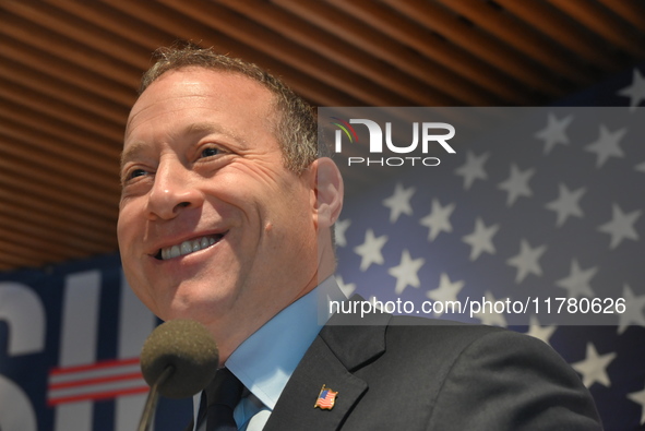 Congressman Josh Gottheimer of New Jersey announces his run for Governor at Runway Diner in South Hackensack, New Jersey, United States, on...