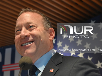 Congressman Josh Gottheimer of New Jersey announces his run for Governor at Runway Diner in South Hackensack, New Jersey, United States, on...