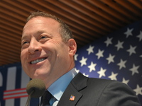 Congressman Josh Gottheimer of New Jersey announces his run for Governor at Runway Diner in South Hackensack, New Jersey, United States, on...