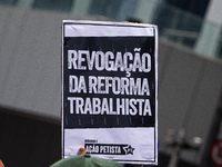 A protest calls for the end of the 6x1 work schedule on Avenida Paulista in the central region of Sao Paulo, Brazil, on November 15. (