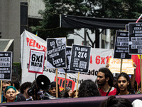 A protest calls for the end of the 6x1 work schedule on Avenida Paulista in the central region of Sao Paulo, Brazil, on November 15. (