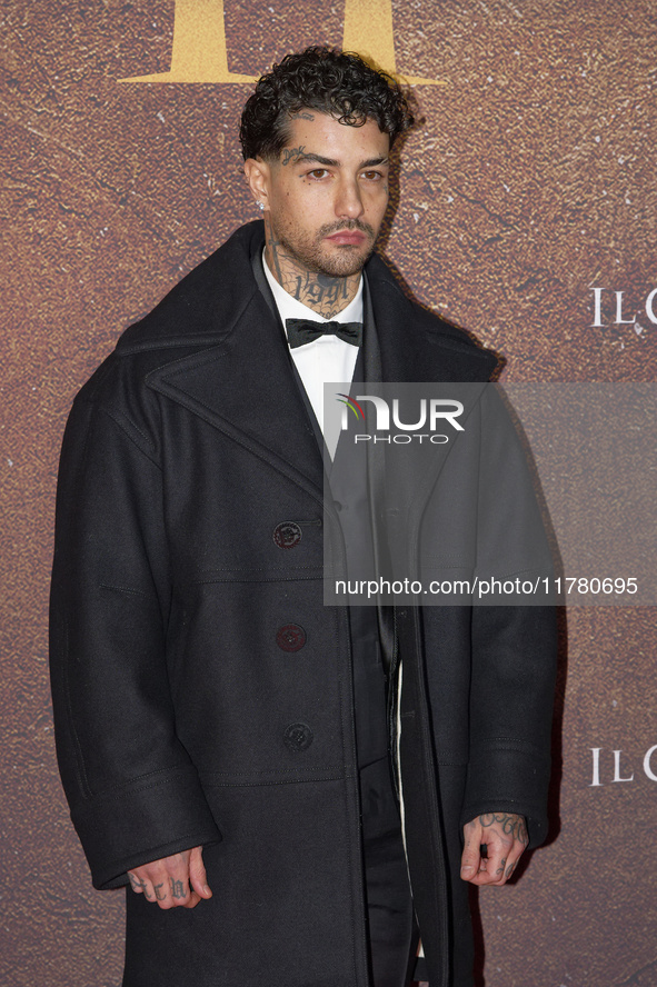 Tony Effe attends the ''Gladiator II'' (Il Gladiatore II) special screening red carpet at Auditorium Parco Della Musica in Rome, Italy, on N...