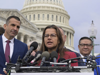 Chair of the Congressional Hispanic Caucus, Nanette Barragan (D-CA), alongside incoming CHC Members-elect, holds a news conference in Washin...