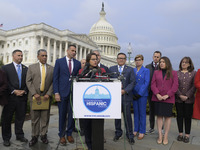 Chair of the Congressional Hispanic Caucus, Nanette Barragan (D-CA), alongside incoming CHC Members-elect, holds a news conference in Washin...