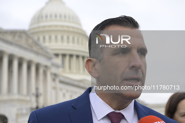 US Congressman-elect Sam Liccardo (D-CA) alongside incoming CHC Members-elect hold a news conference in Washington DC, USA, on November 15,...