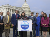 Chair of the Congressional Hispanic Caucus, Nanette Barragan (D-CA), alongside incoming CHC Members-elect, holds a news conference in Washin...