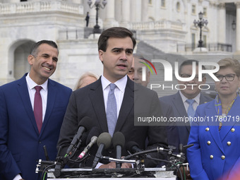 Resident commissioner-elect of Puerto Rico Pablo Jose Hernandez Rivera, alongside incoming CHC Members-elect, holds a news conference in Was...