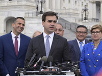 Resident commissioner-elect of Puerto Rico Pablo Jose Hernandez Rivera, alongside incoming CHC Members-elect, holds a news conference in Was...