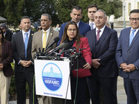 Chair of the Congressional Hispanic Caucus, Nanette Barragan (D-CA), alongside incoming CHC Members-elect, holds a news conference in Washin...