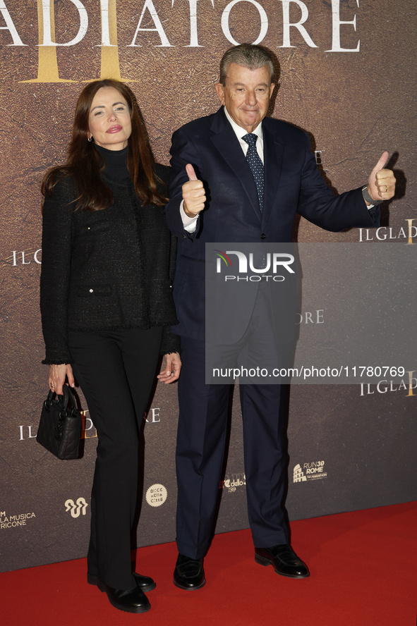 Beata Ben Ammar and Tarak Ben Ammar attend the ''Gladiator II'' (Il Gladiatore II) special screening red carpet at Auditorium Parco Della Mu...