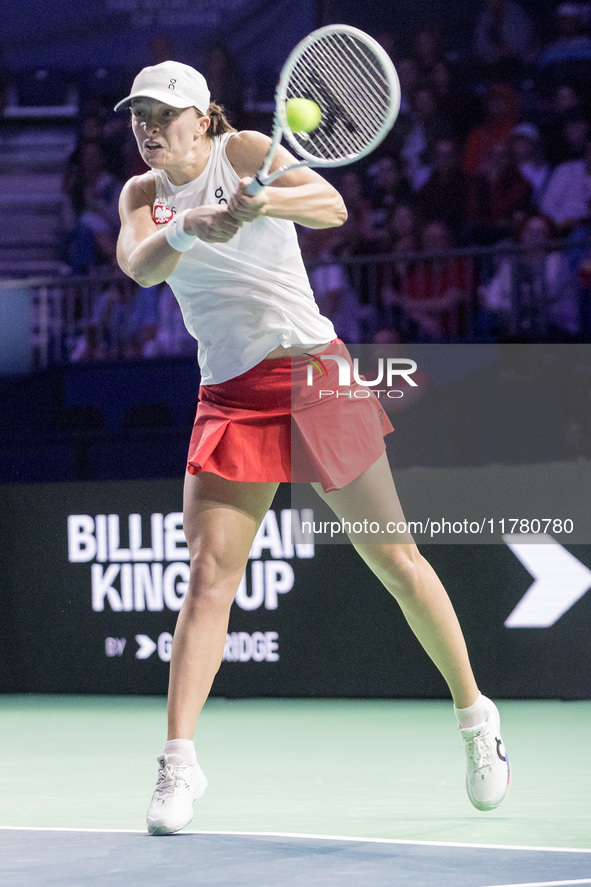 Iga Swiatek  during Billie Jean King Cup Finals match Spain vs Poland in Malaga Spain on 15 November 2024. 