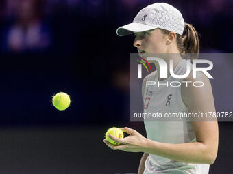 Iga Swiatek  during Billie Jean King Cup Finals match Spain vs Poland in Malaga Spain on 15 November 2024. (