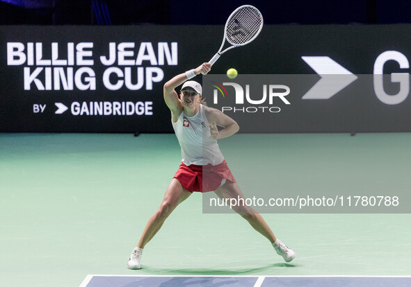 Iga Swiatek  during Billie Jean King Cup Finals match Spain vs Poland in Malaga Spain on 15 November 2024. 