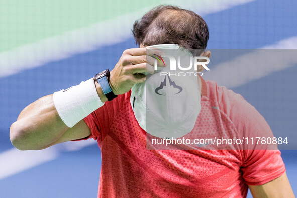 Rafael Nadal  during training before Davis Cup Final in Malaga Spain on 15 November 2024. 