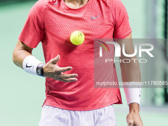 Rafael Nadal  during training before Davis Cup Final in Malaga Spain on 15 November 2024. (