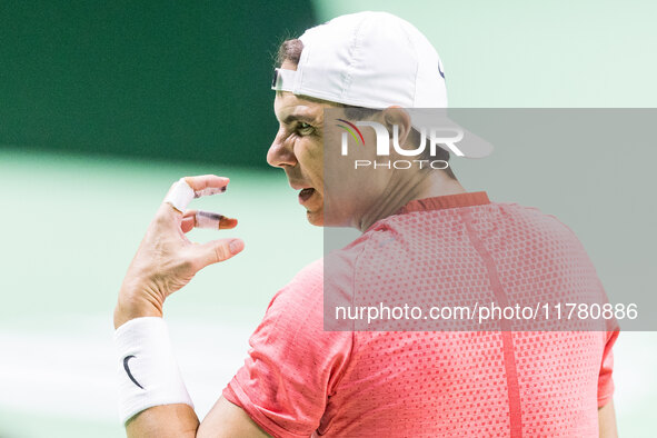 Rafael Nadal  during training before Davis Cup Final in Malaga Spain on 15 November 2024. 