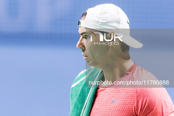 Rafael Nadal  during training before Davis Cup Final in Malaga Spain on 15 November 2024. 