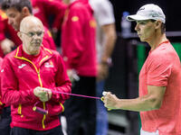 Rafael Nadal  during training before Davis Cup Final in Malaga Spain on 15 November 2024. (