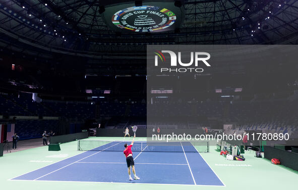 Rafael Nadal  during training before Davis Cup Final in Malaga Spain on 15 November 2024. 