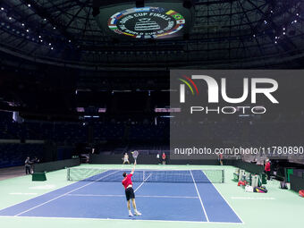 Rafael Nadal  during training before Davis Cup Final in Malaga Spain on 15 November 2024. (