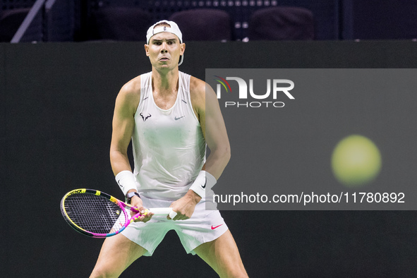 Rafael Nadal  during training before Davis Cup Final in Malaga Spain on 15 November 2024. 