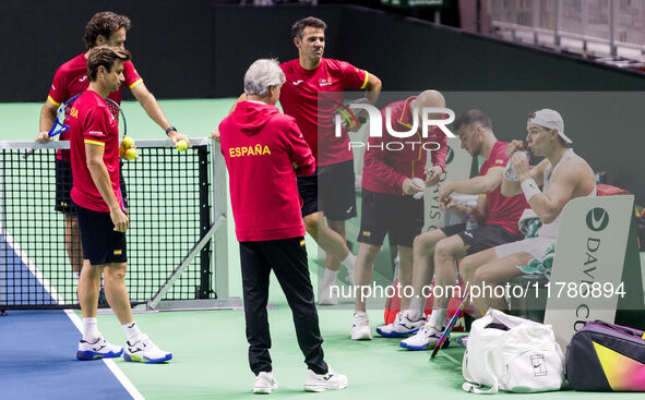 Rafael Nadal  during training before Davis Cup Final in Malaga Spain on 15 November 2024. 